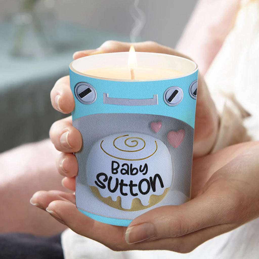 Smells Like You've Got A Bun In The Oven - Pregnancy gift for wife - Personalized Candle With Wooden Lid