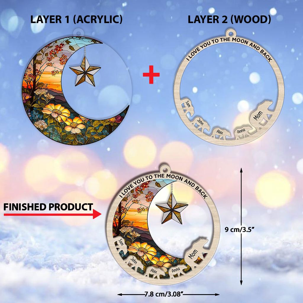 Ich liebe dich bis zum Mond und zurück – Geschenk für Mama – Personalisierter Ornament-Mix