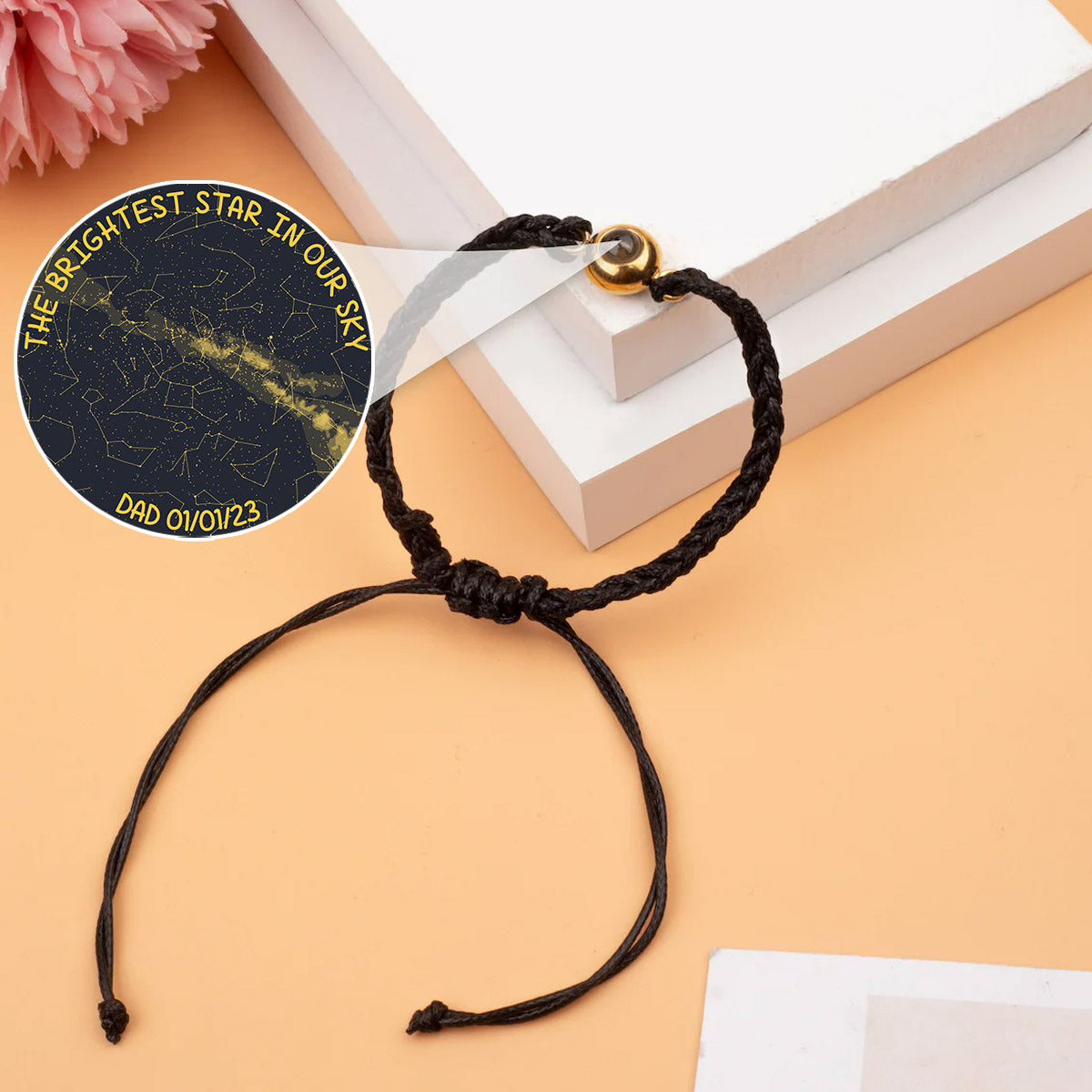 The Brightest Star In Our Sky Custom Starmap Memorial - Memorial gift for loss of dog, cat - Personalized Projection Bracelet