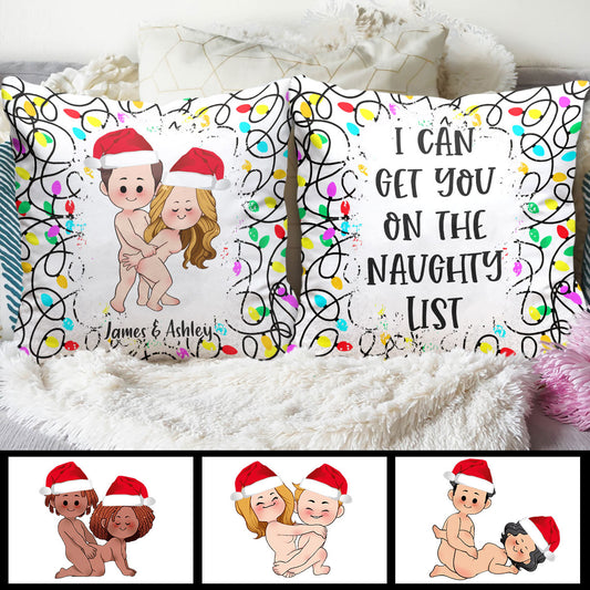 I Can Get You On The Naughty List - Personalized Couple Throw Pillow