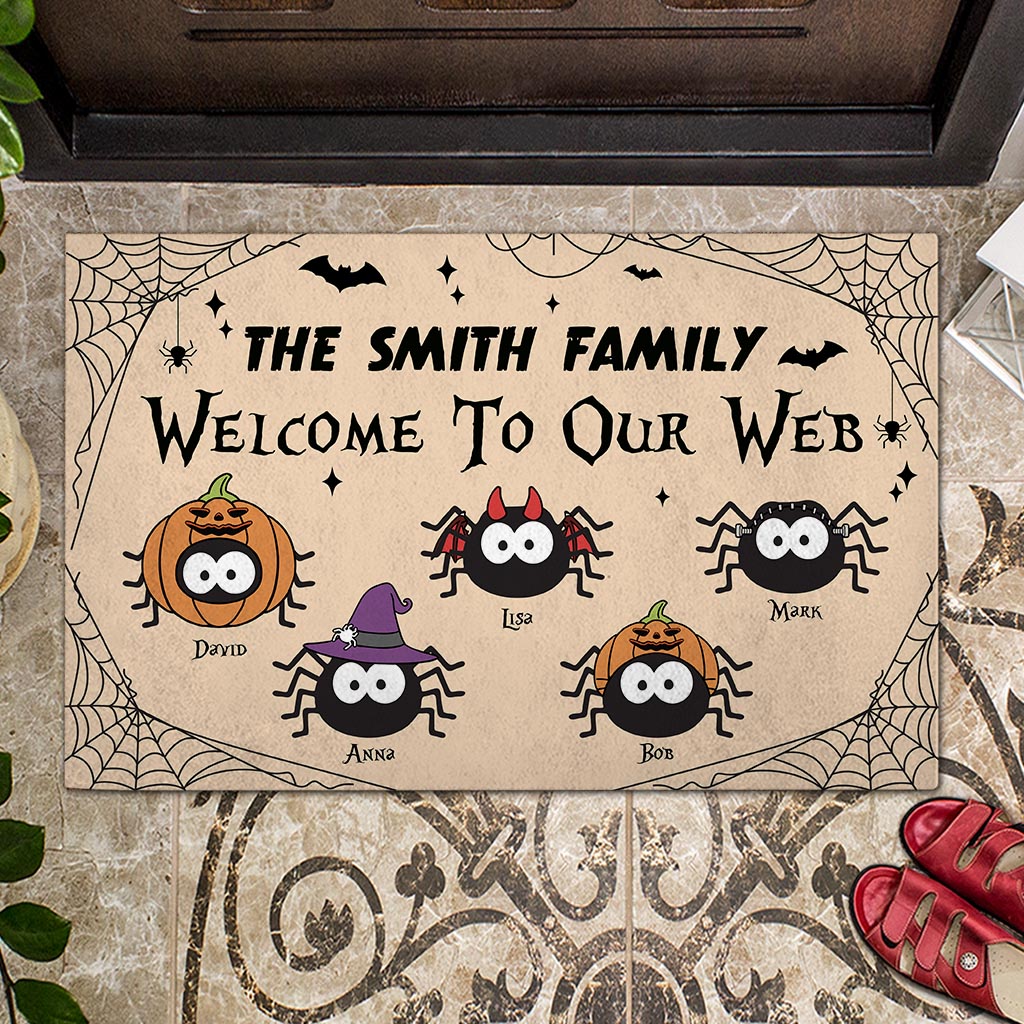 Welcome To Our Web - Personalized Family Doormat