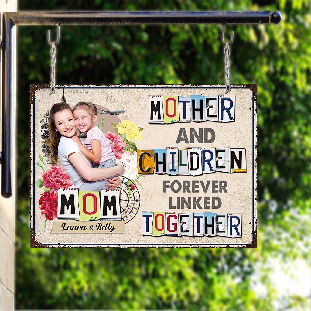 Für immer verbunden – Geschenk für Mama, Tochter, Sohn – Personalisiertes rechteckiges Metallschild