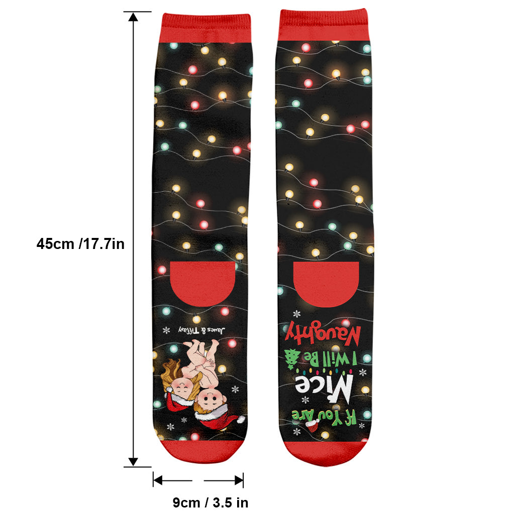 Wenn du lieb bist, bin ich unartig – Geschenk für Ehemann, Ehefrau, Freund, Freundin – Personalisierte Socken