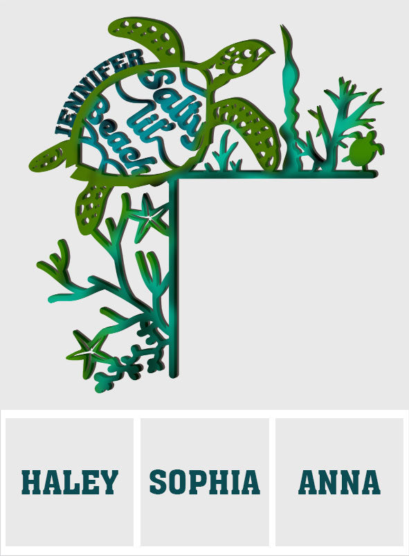 Salty Lil' Beach – Personalisierte Türrahmendekoration in Schildkrötenform