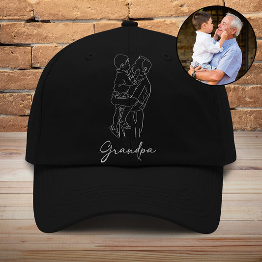 Custom Photo - Personalized Grandpa Embroidered Classic Cap