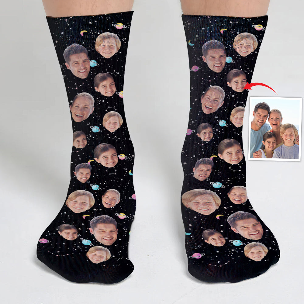 Custom Face Galaxy – Personalisierte Familiensocken