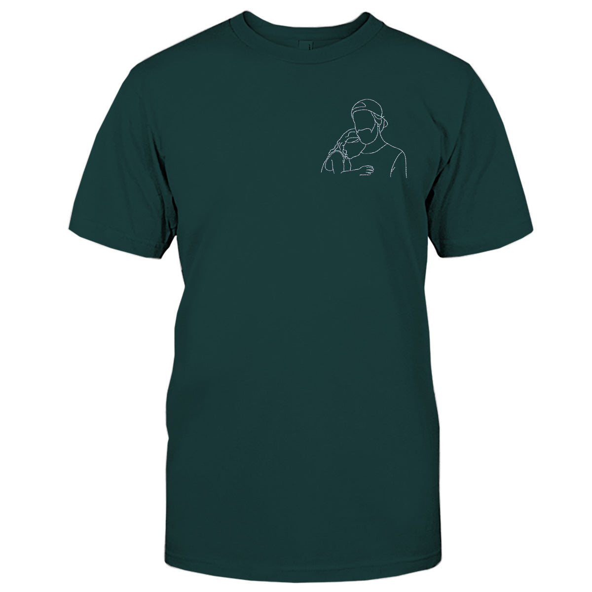 Individuelle Strichzeichnung – Personalisiertes, besticktes T-Shirt für Stiefväter