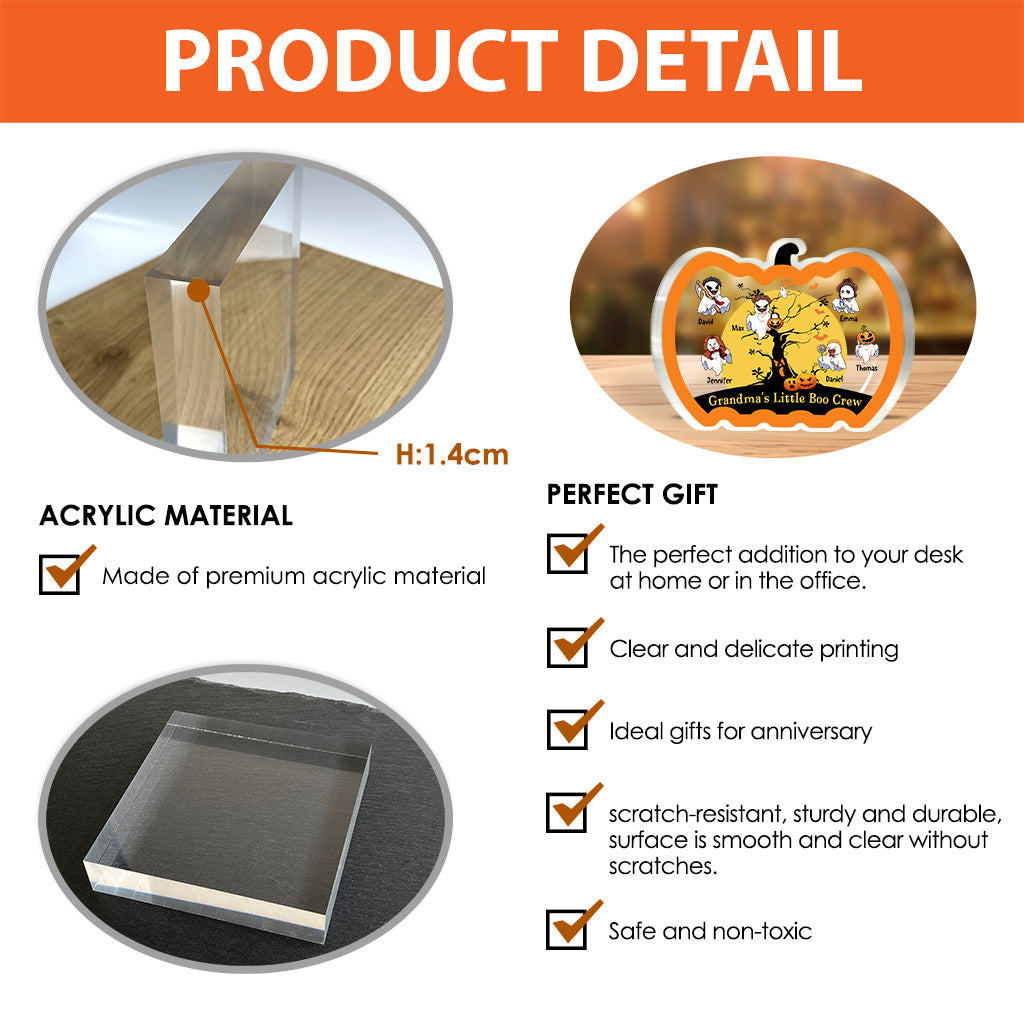 Grandma's Little Boo Crew - Personalized Grandma Custom Shaped Acrylic Plaque