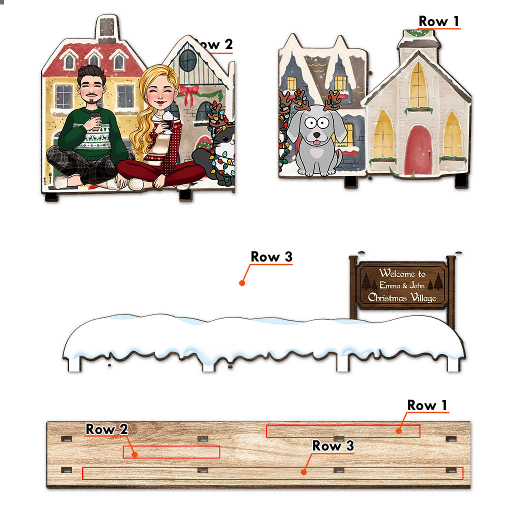 Weihnachtsdorf – Geschenk für Ehemann, Ehefrau, Freund, Freundin – Personalisiertes, einstöckiges, großes, freistehendes Weihnachtsdorf