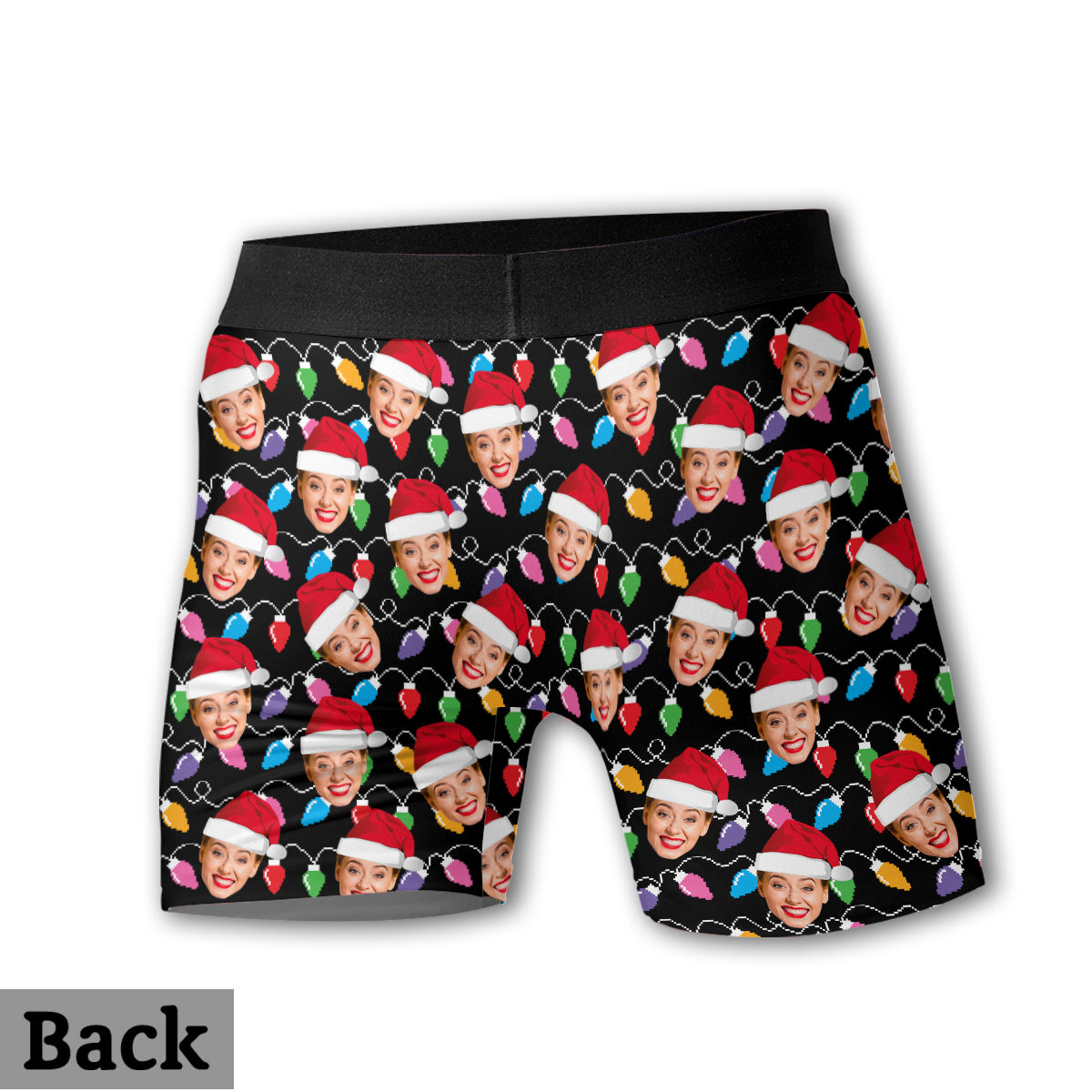 Beliebiges Foto hochladen Bunte Weihnachtsbeleuchtung - Personalisierte Slips für Paare (Damen) & Boxershorts für Herren
