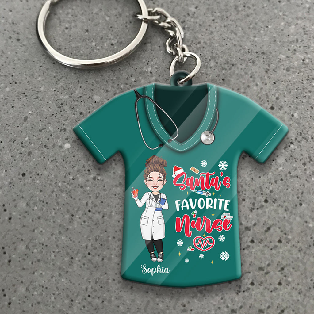Santas Lieblingskrankenschwester – Personalisierter Krankenschwester-Schlüsselanhänger