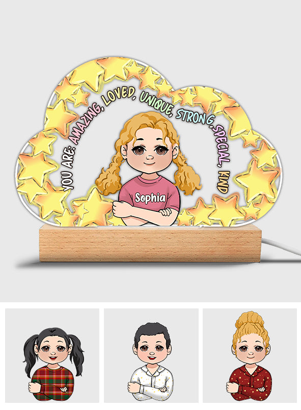 Du bist großartig – Personalisierte, familienförmige Plakettenleuchte