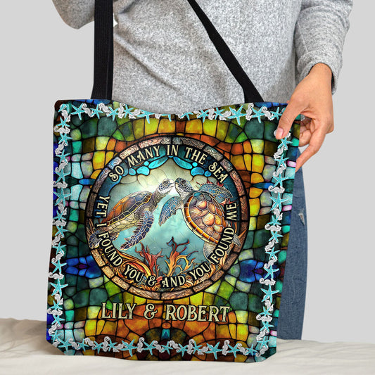 So Many In The Sea - Personalized Turtle Tote Bag