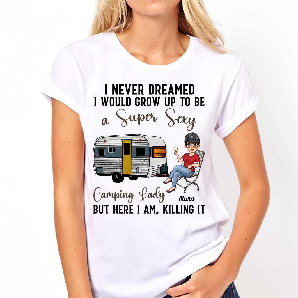 Camping Lady – Personalisiertes Camping-T-Shirt & Hoodie
