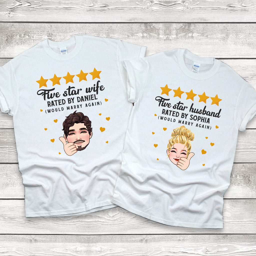 Fünf-Sterne-Ehepaar – Personalisiertes T-Shirt und Hoodie für Ehepaare