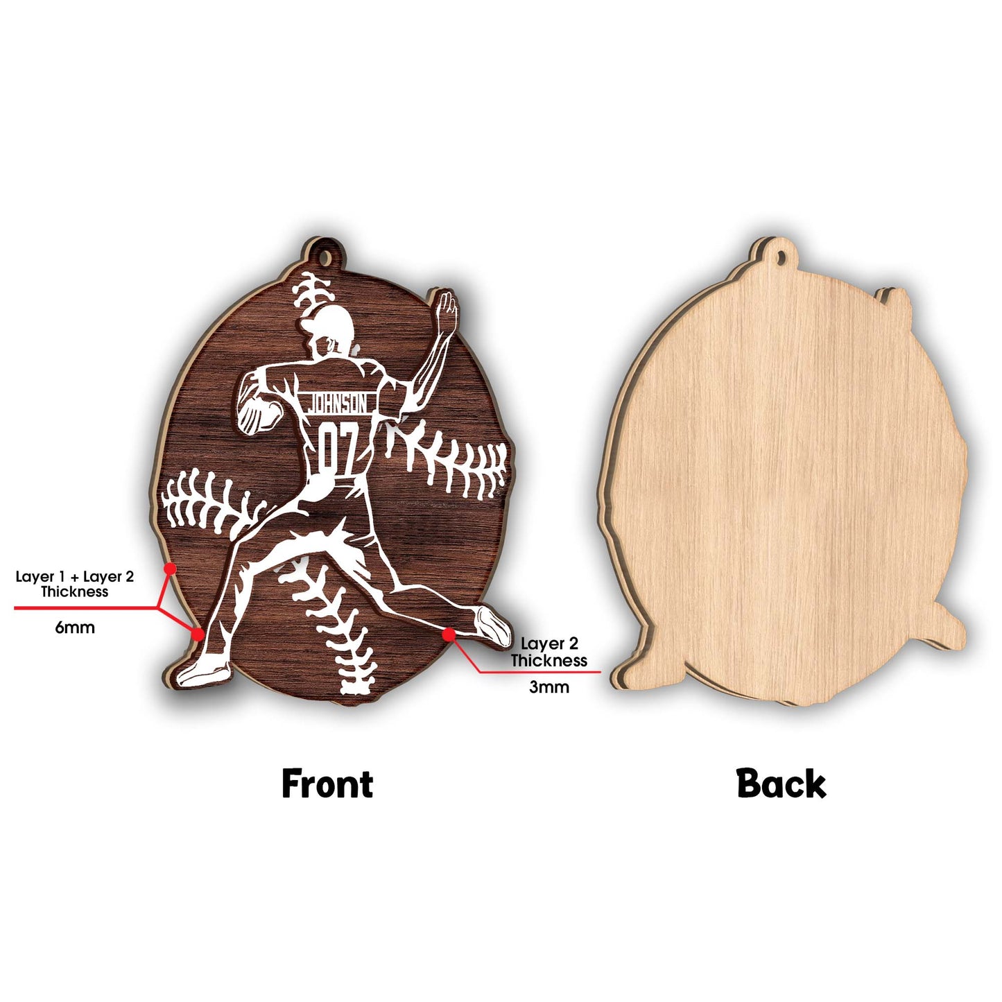 Baseball-Saison – Personalisierter Baseball-Weihnachtsbaumschmuck (2-lagig)