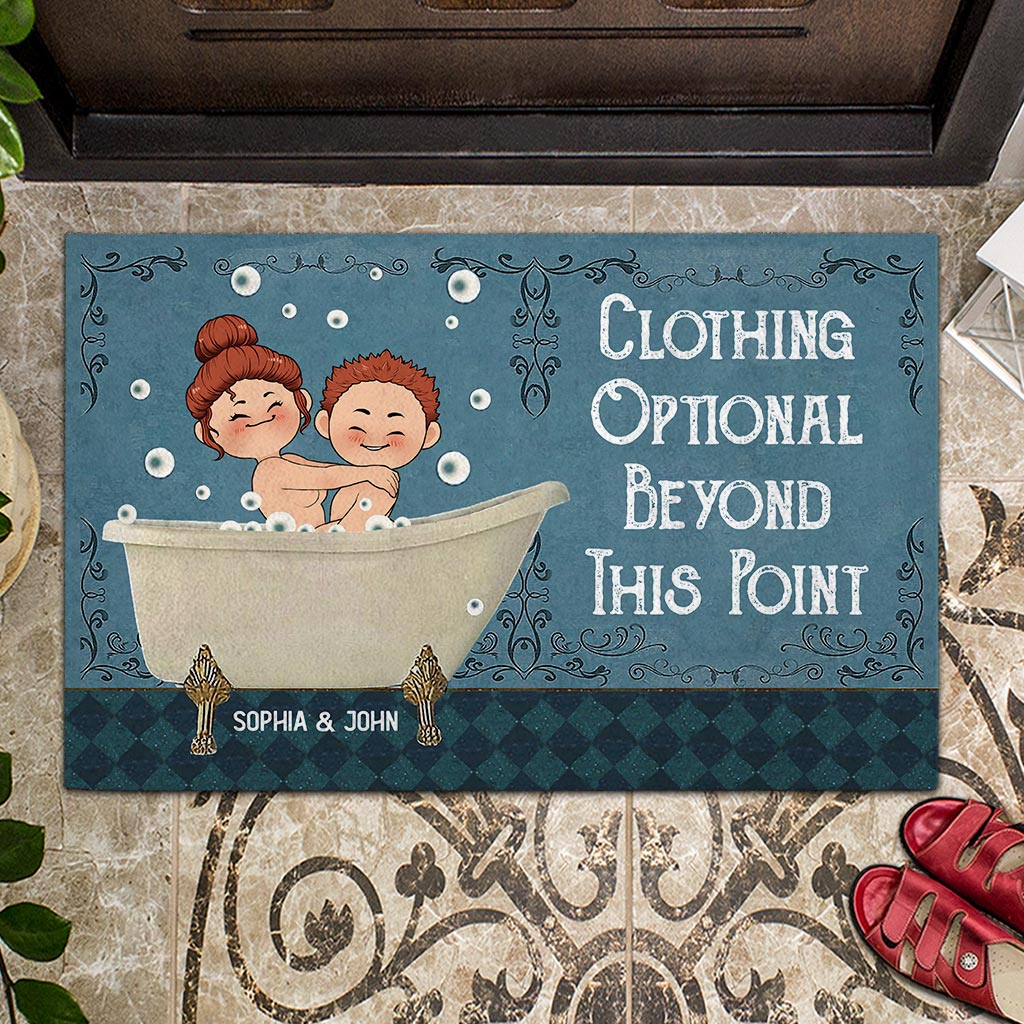 Kleidung optional ab hier – Personalisierte Fußmatte für Paare