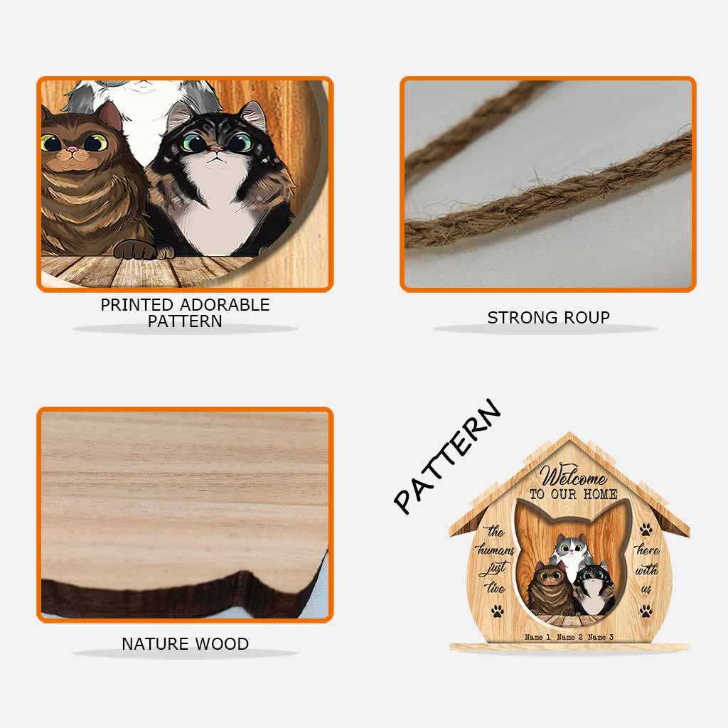 Willkommen in unserem Haus – personalisiertes Katzen-Holzschild