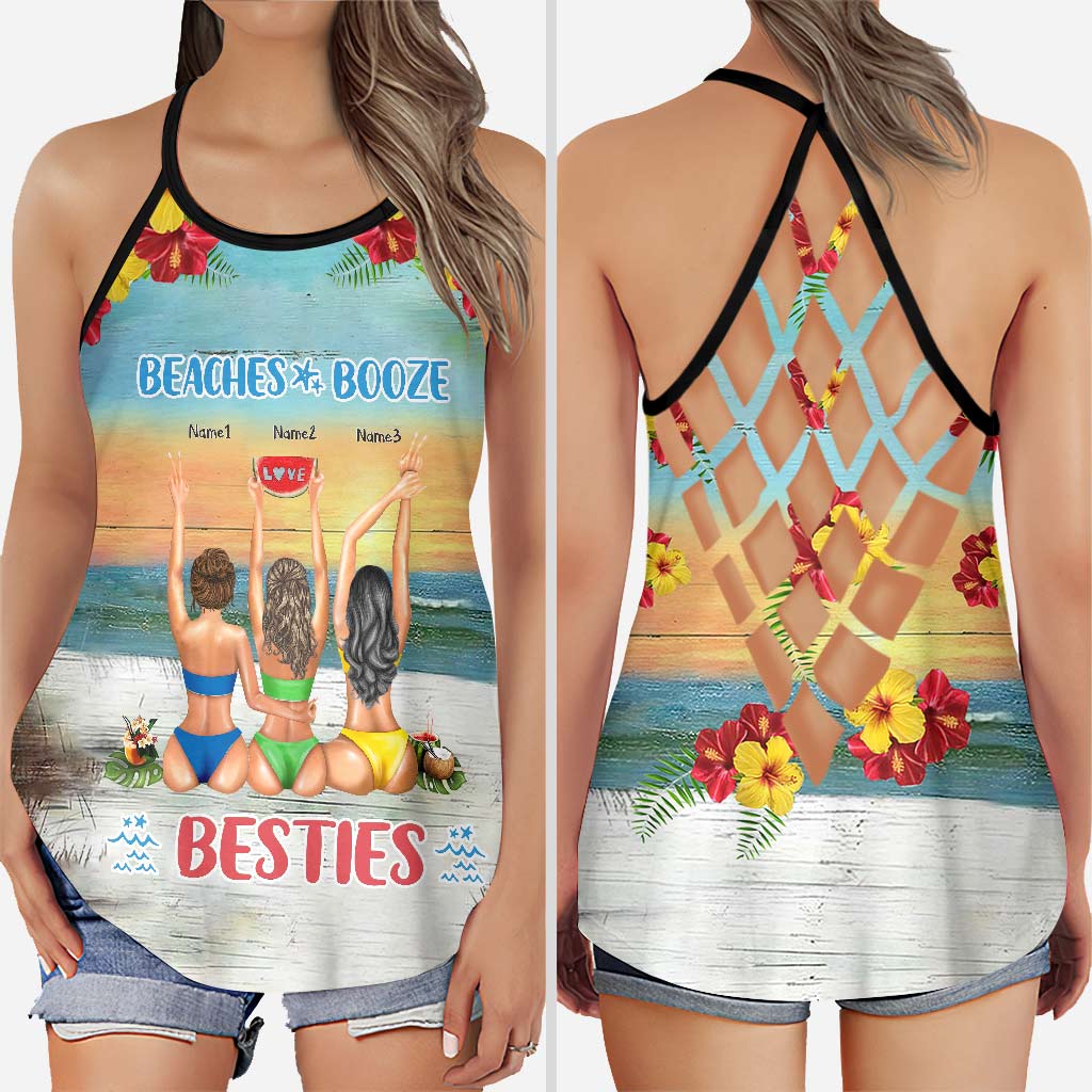 I Love You To The Beach And Back - Personalized Bestie Cross Tank Top
