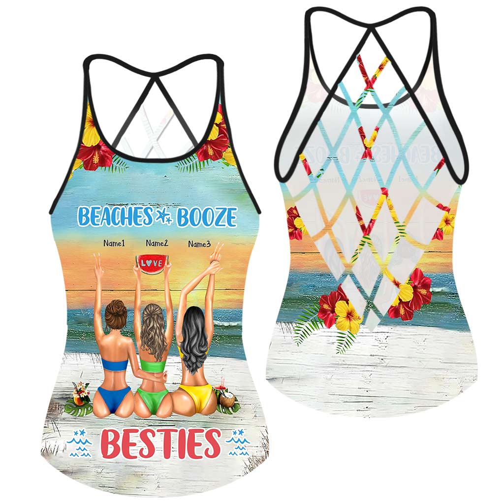I Love You To The Beach And Back - Personalized Bestie Cross Tank Top