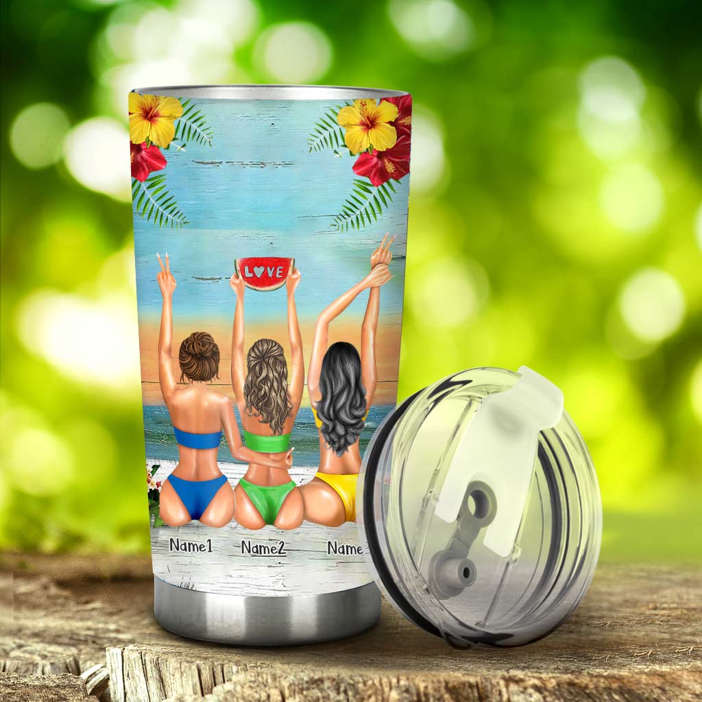 Ich liebe dich bis zum Strand und zurück – Geschenk für die beste Freundin/Schwester – Personalisierter Becher