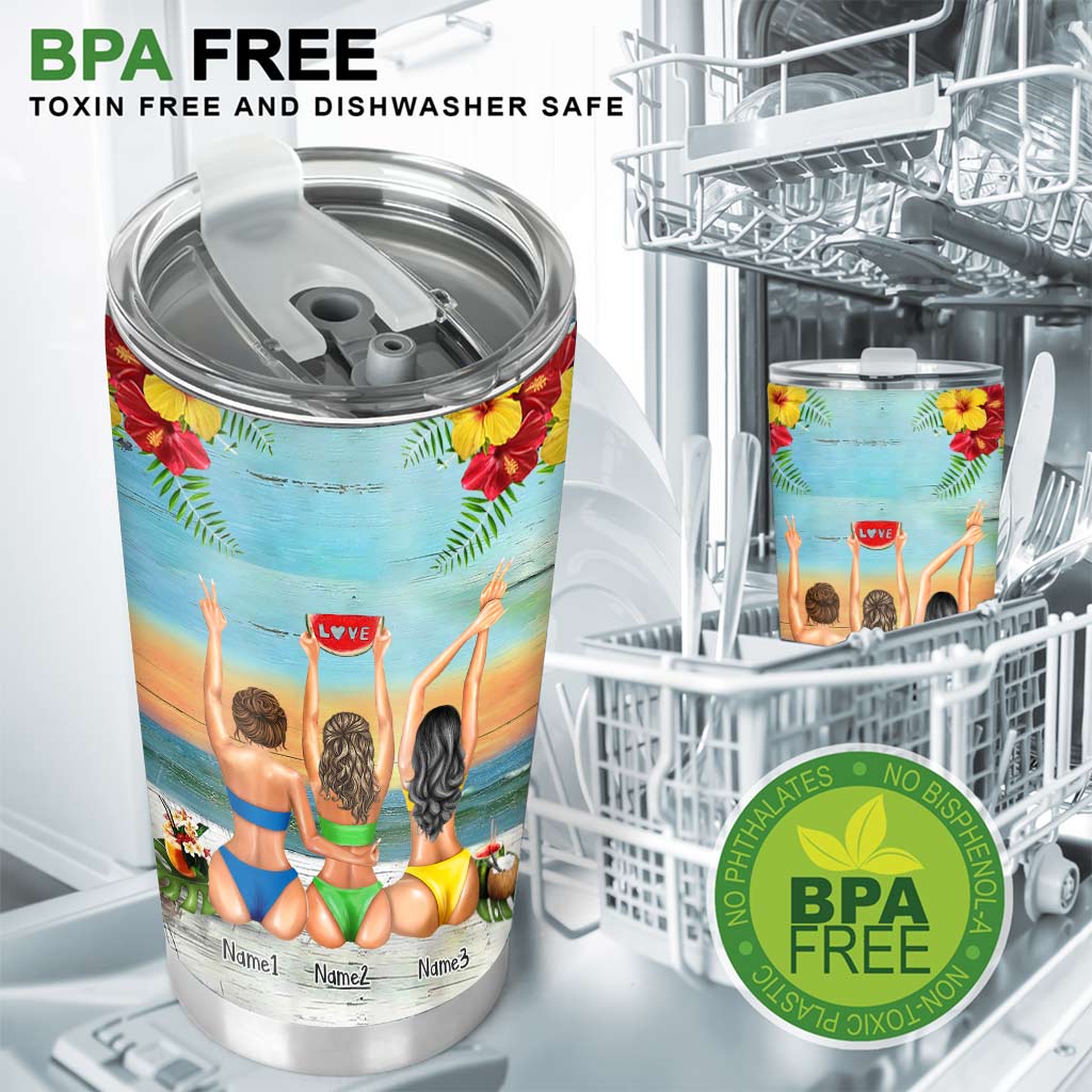 Ich liebe dich bis zum Strand und zurück – Geschenk für die beste Freundin/Schwester – Personalisierter Becher