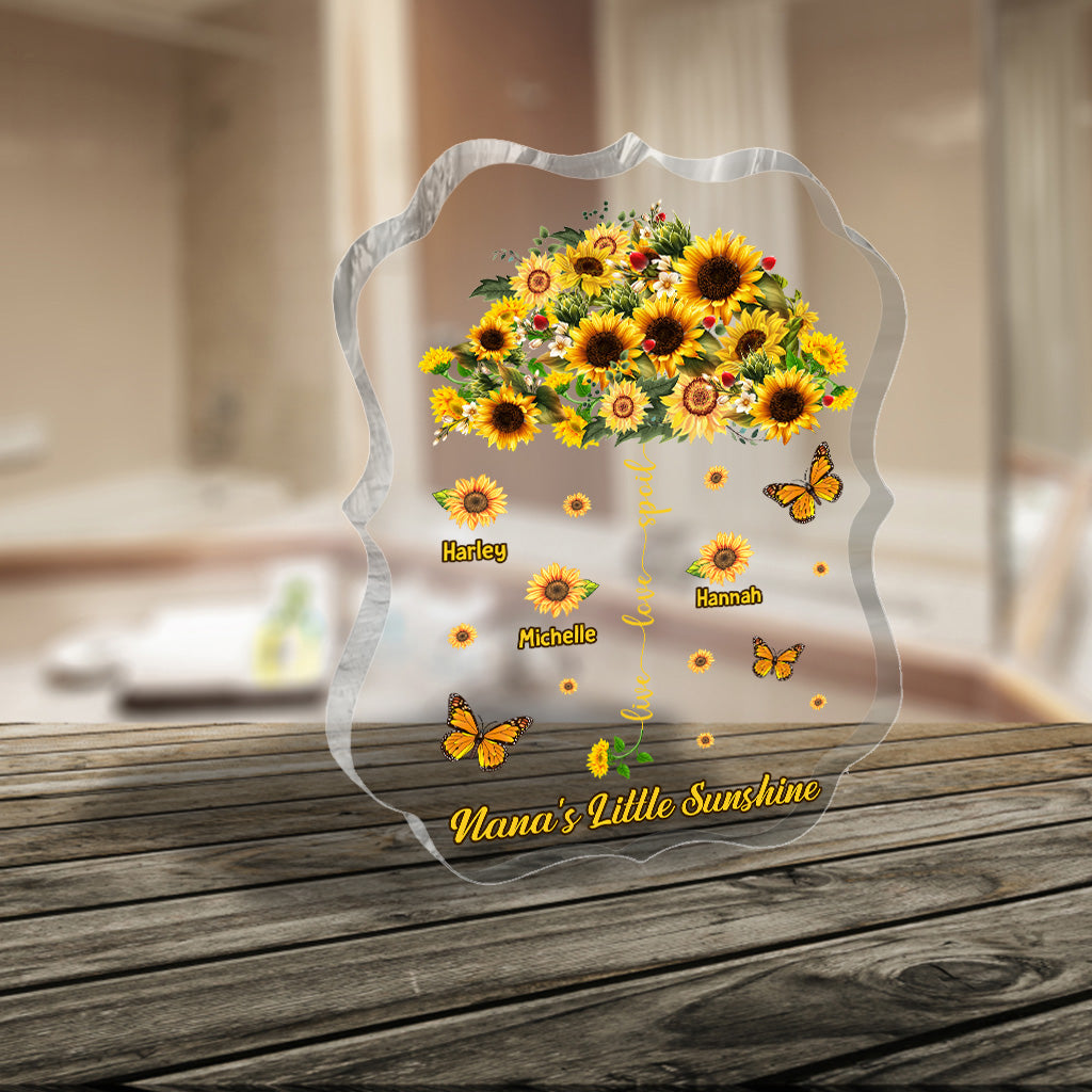 Lebe, liebe, verwöhne – Personalisierte Acrylplakette in Sonderform für Oma