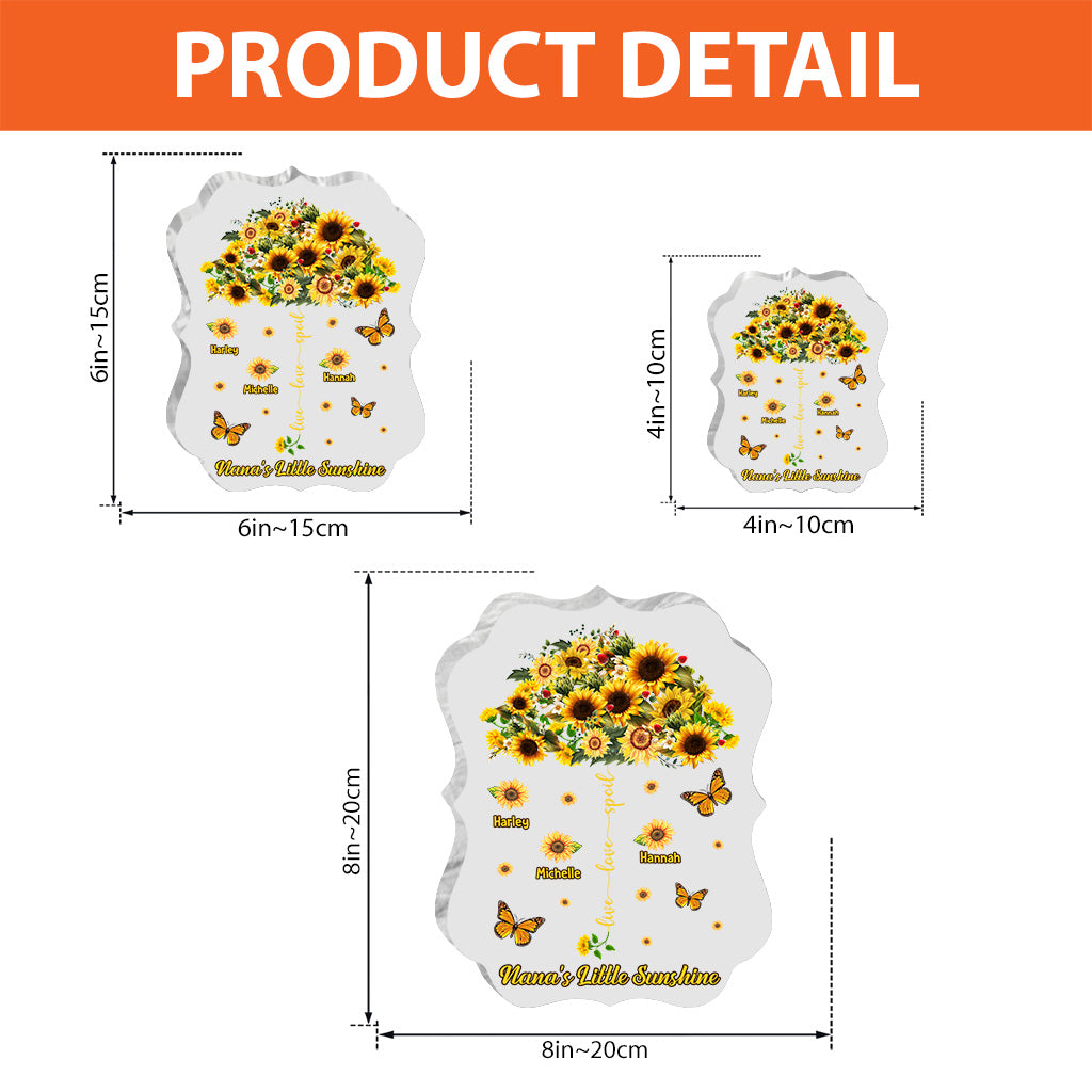 Lebe, liebe, verwöhne – Personalisierte Acrylplakette in Sonderform für Oma