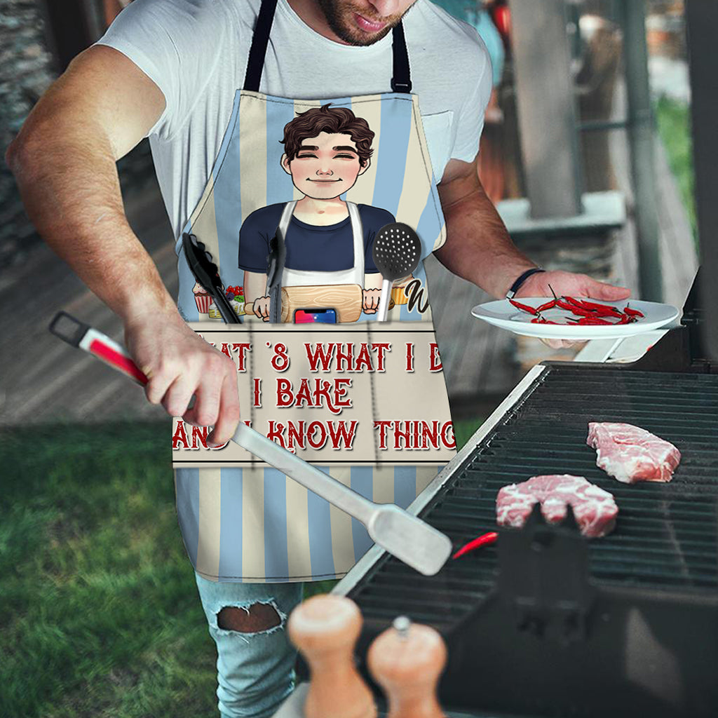 Ich backe und ich weiß Dinge – Backgeschenk für Mama, Papa, Tochter, Sohn, Freundin, Freund, Ehefrau, Ehemann, Schwester, Bruder, Freunde – Personalisierte Schürze