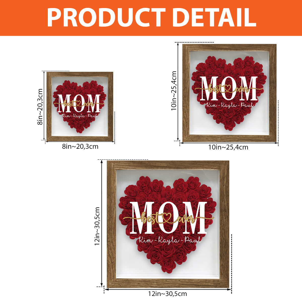 Beste Mama der Welt – Geschenk für Mama, Oma, Opa, Papa, Tante, Schwester – Personalisierte Blumen-Schattenbox