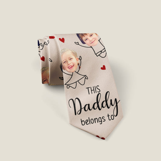 This Daddy Belongs To - Gift for dad, grandpa, uncle, brother, husband - Personalized Necktie
