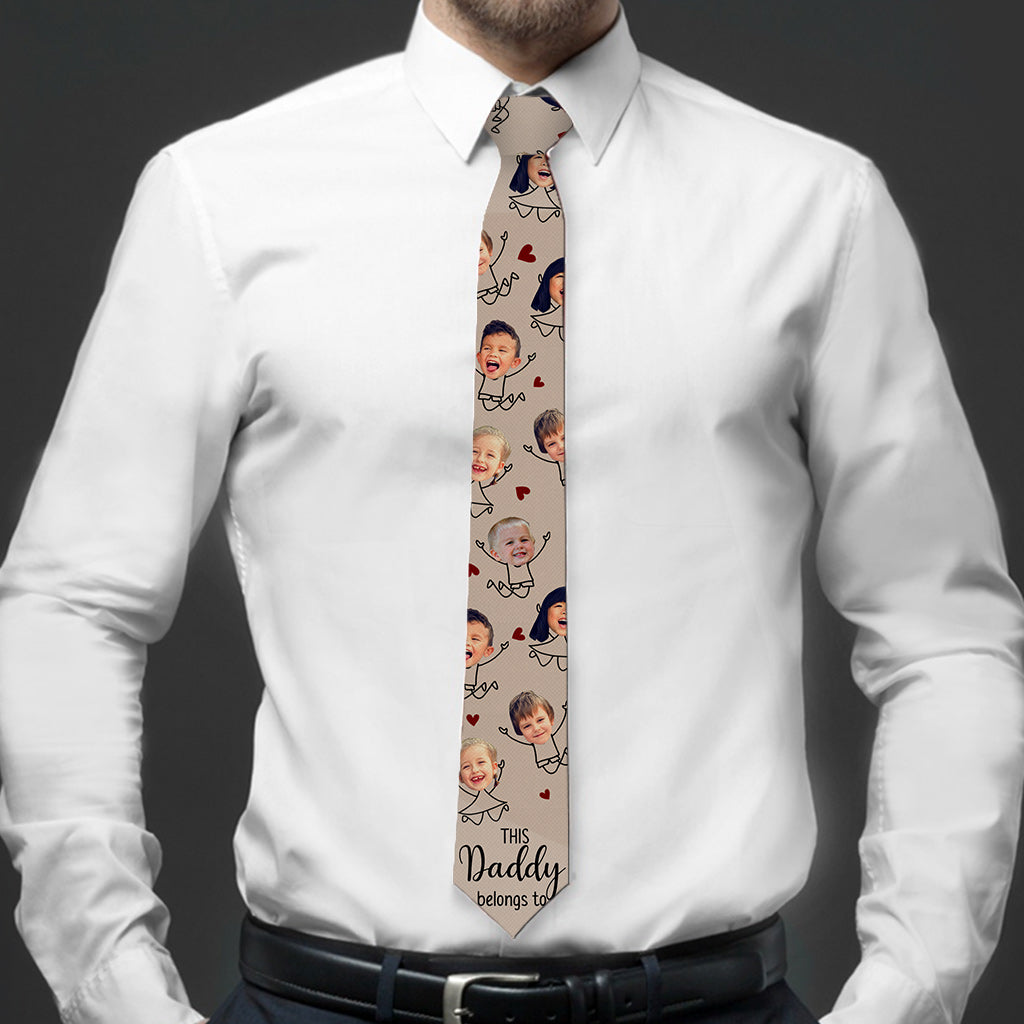This Daddy Belongs To - Gift for dad, grandpa, uncle, brother, husband - Personalized Necktie