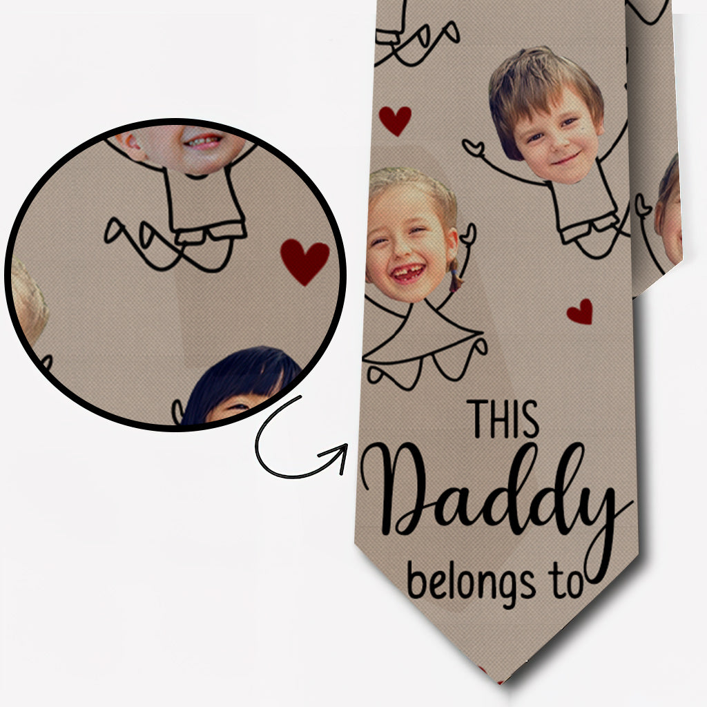 This Daddy Belongs To - Gift for dad, grandpa, uncle, brother, husband - Personalized Necktie
