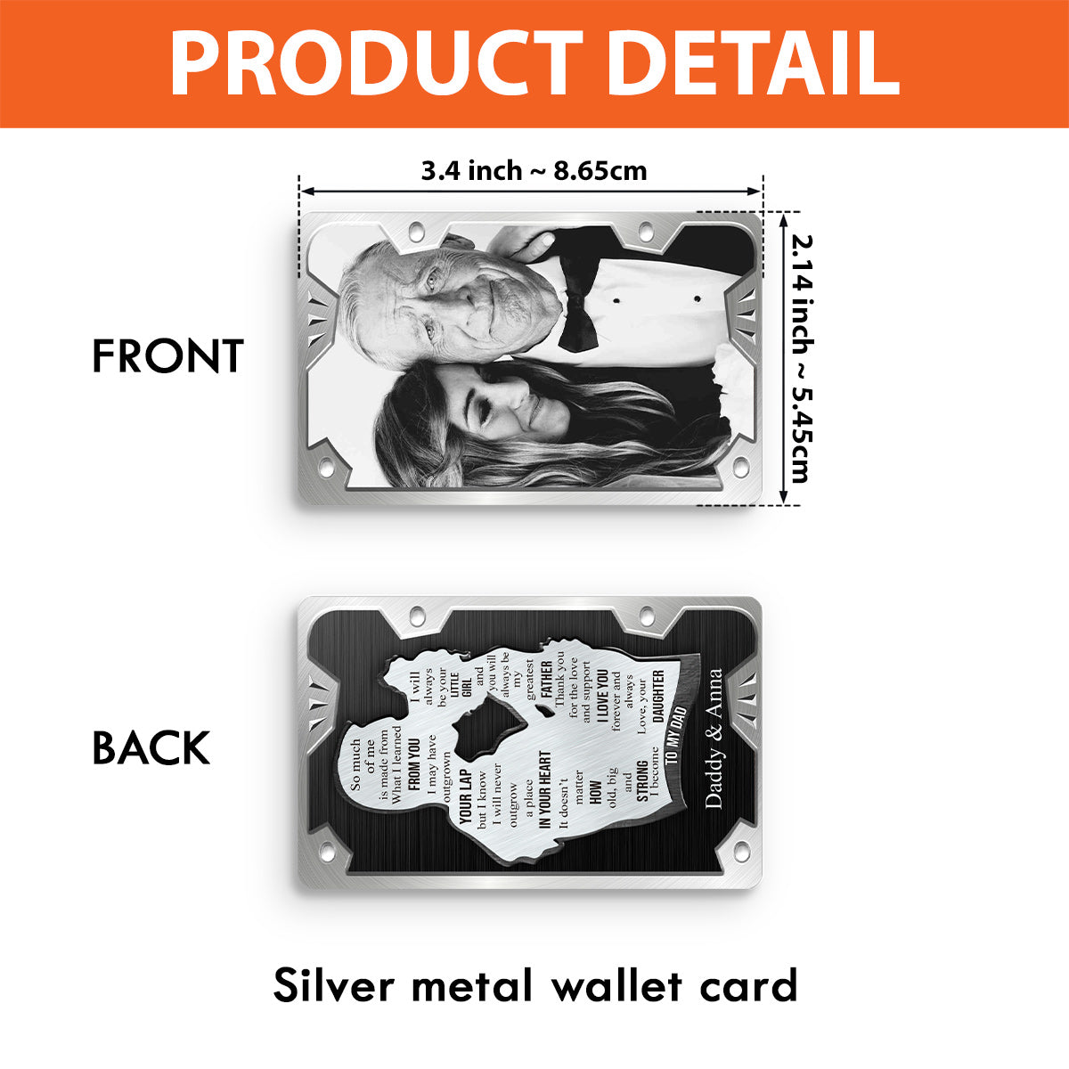 An meinen Vater – Personalisierte Einsteckkarte für die Brieftasche meines Vaters