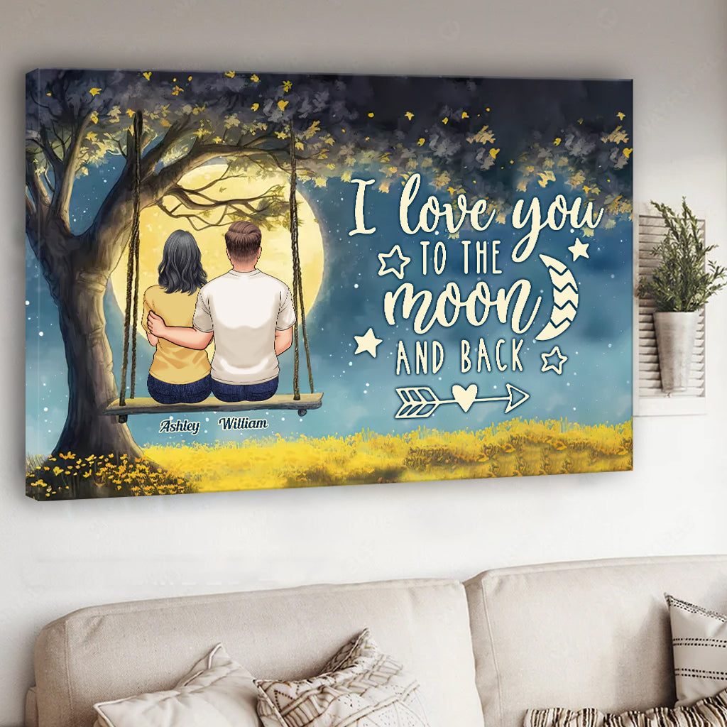Bis zum Mond und zurück – Personalisierte Leinwand und Poster für Paare