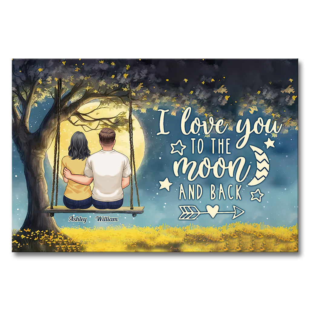 Bis zum Mond und zurück – Personalisierte Leinwand und Poster für Paare