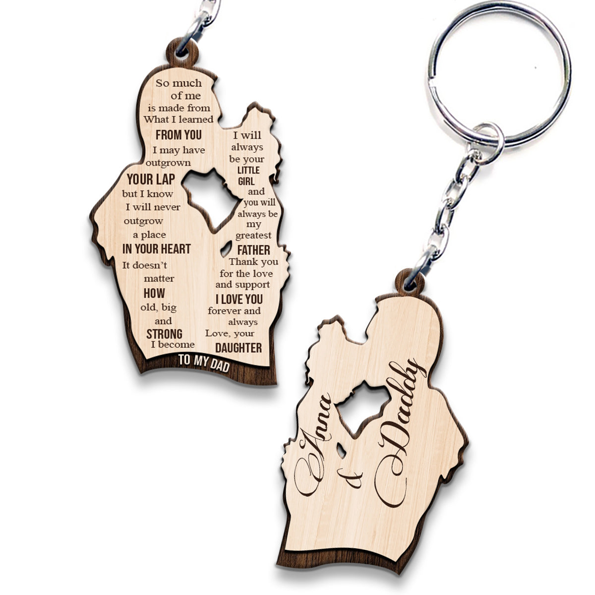 To My Dad - Personalized Father Keychain (Printed On Both Sides)