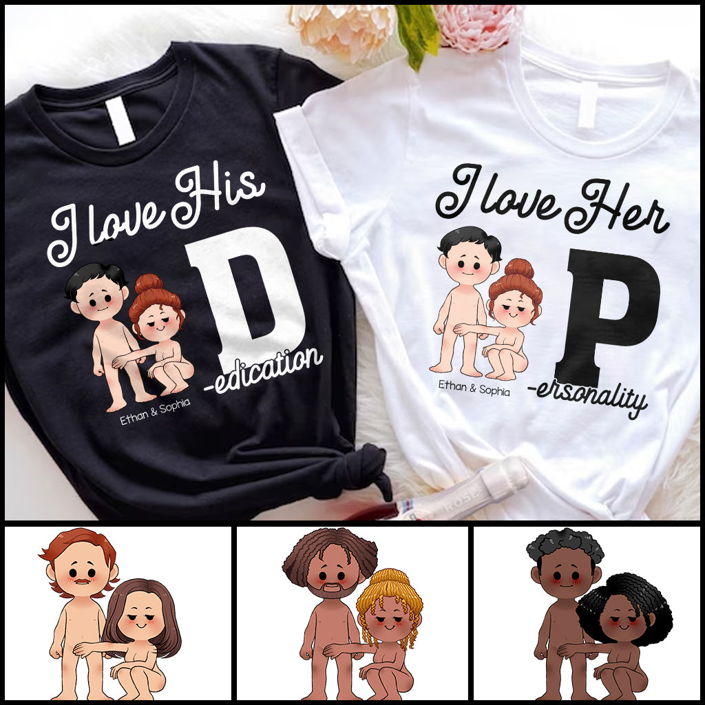 Ich liebe ihn, ich liebe sie – personalisiertes Partner-T-Shirt und Hoodie