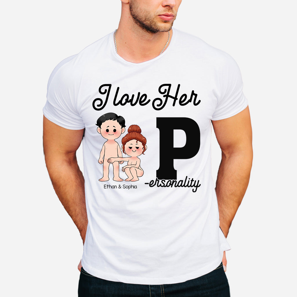 Ich liebe ihn, ich liebe sie – personalisiertes Partner-T-Shirt und Hoodie