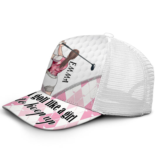 Golf Like A Girl - Personalized Golf Trucker Hat (White Mesh)