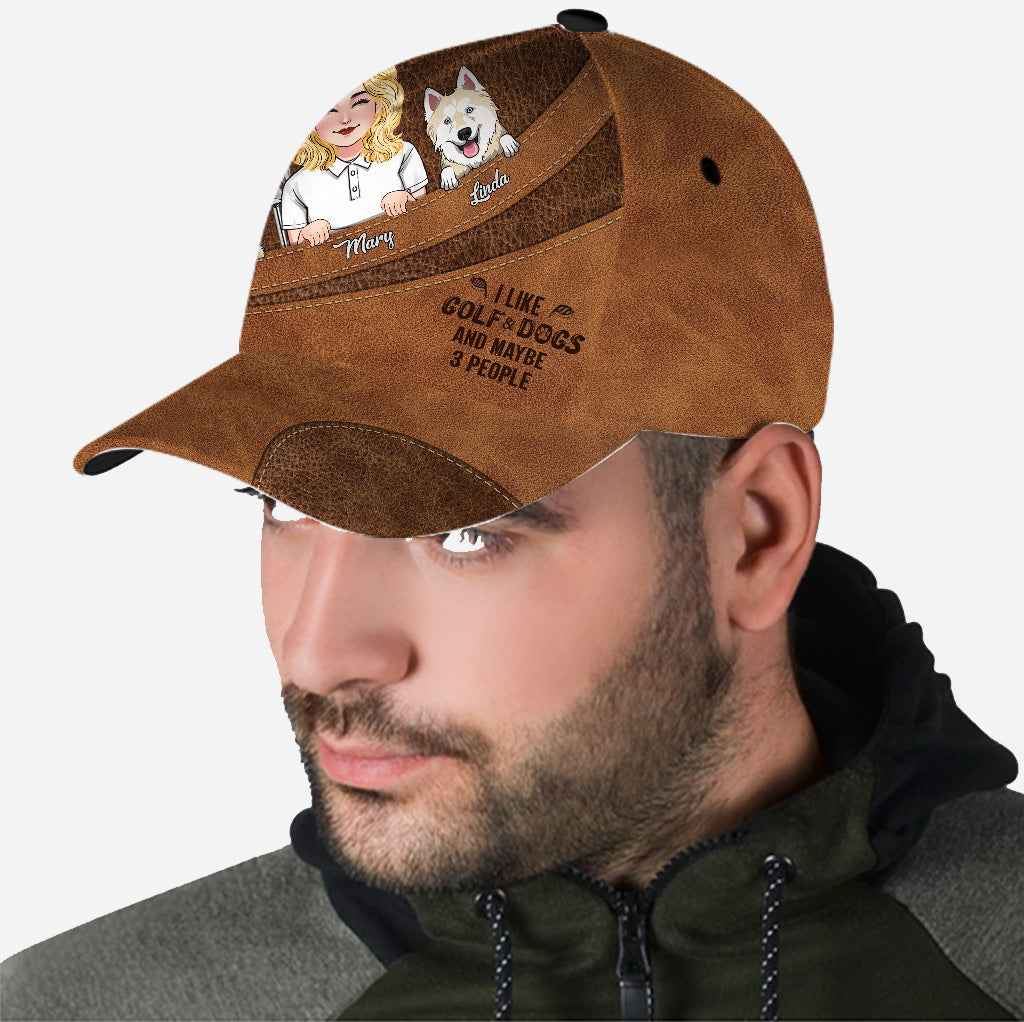 Ich mag Golf, Hunde und vielleicht 3 Personen – personalisierte Golf Classic Cap