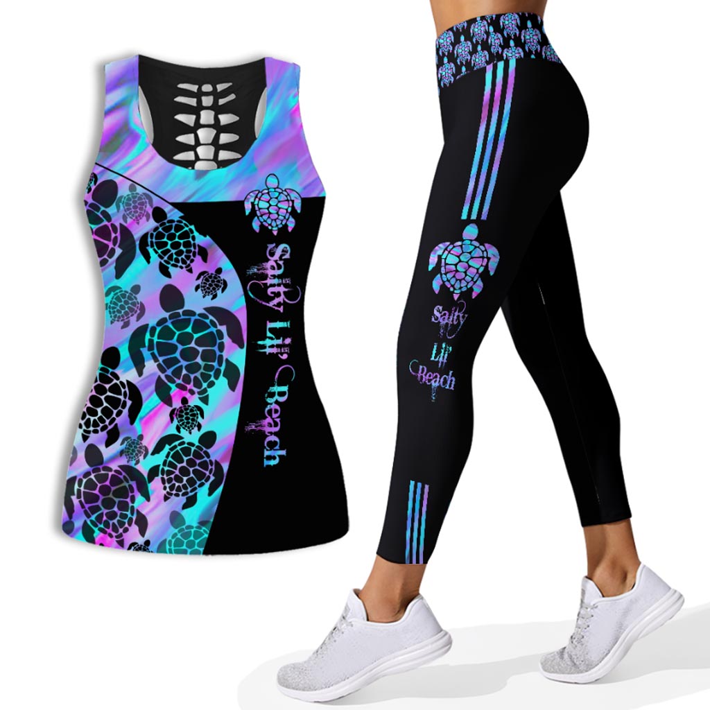 Salty Lil' Beach – Leggings mit Schildkrötenmuster und ärmelloses Top