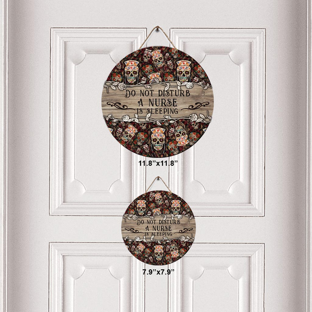 Bitte nicht stören – Personalisiertes rundes Holzschild für Krankenschwestern