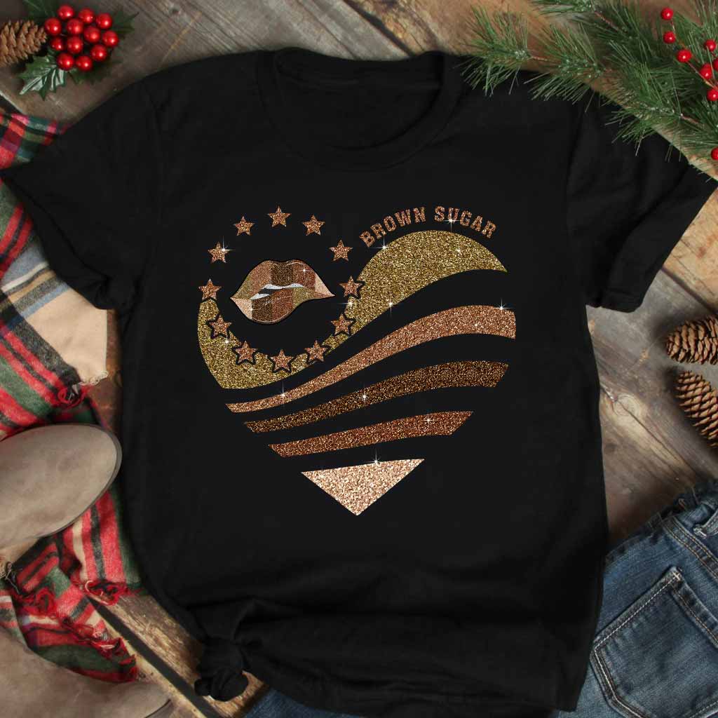 Brown Sugar - African American T-shirt and Hoodie With Faux Glitter Print 112021