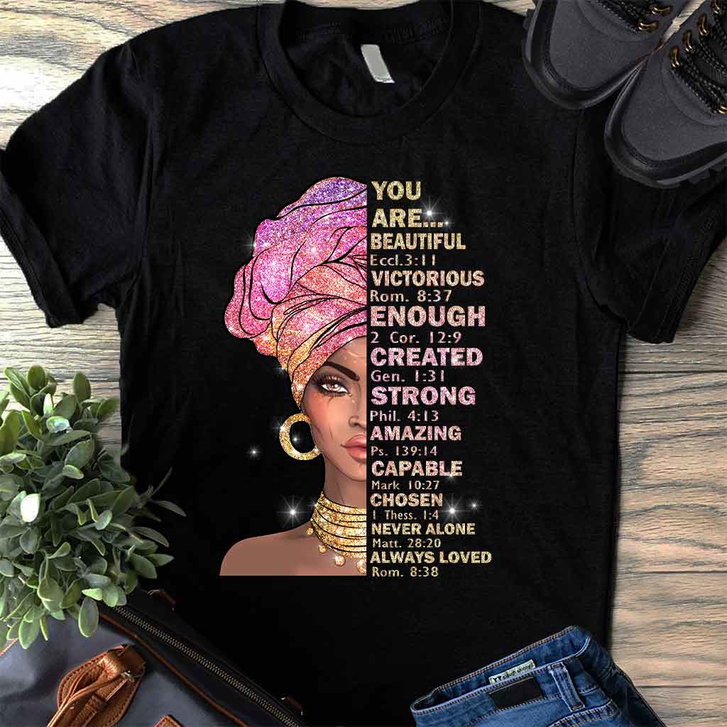 Du bist wunderschön – T-Shirt und Hoodie für Afroamerikaner mit Glitzer-Imitat 1121