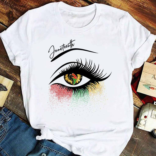 Juneteenth - African American T-shirt and Hoodie With Faux Glitter Print 112021