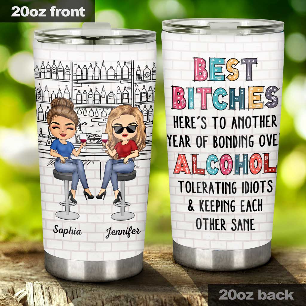 Auf ein weiteres Jahr voller gemeinsamer Drinks – personalisierter Bestie-Becher