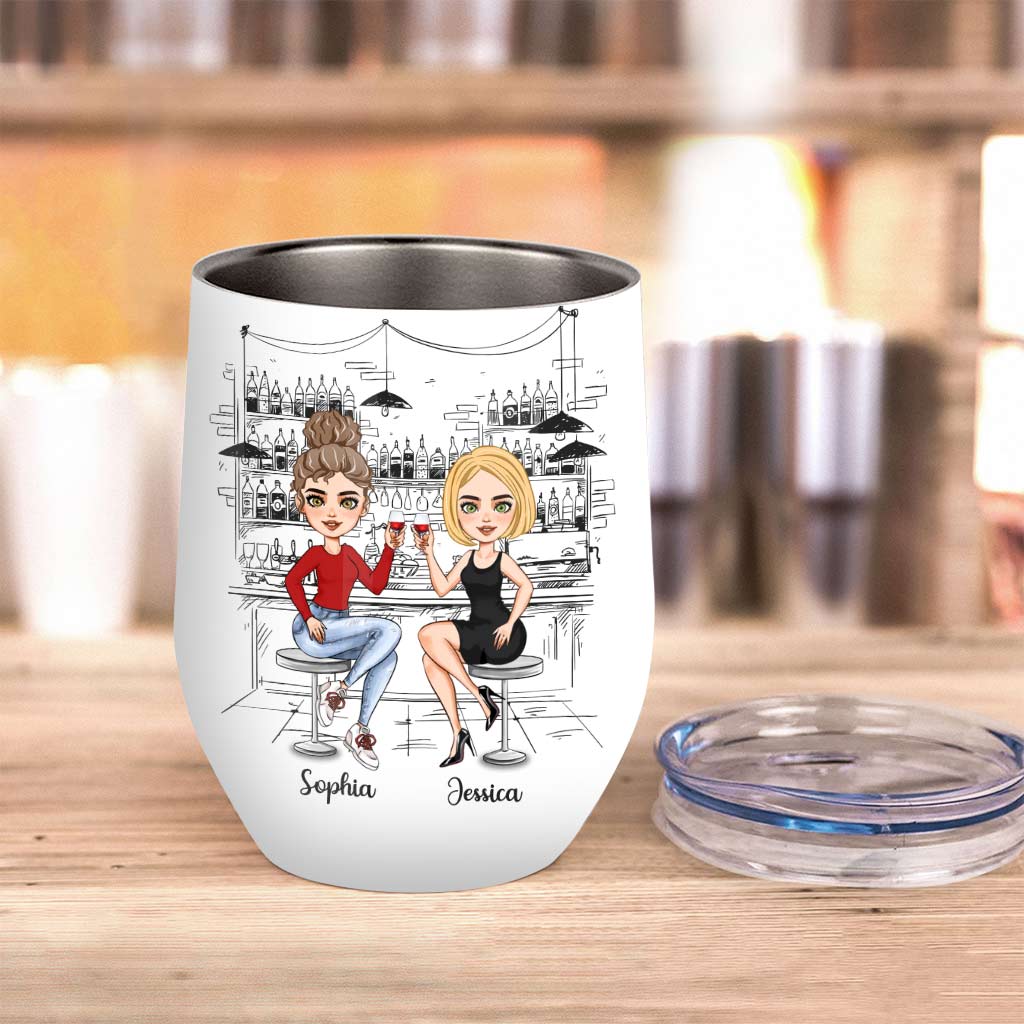 Freunde & Alkohol – Der Kitt, der das Chaos zusammenhält – Personalisierter Weinbecher für die beste Freundin