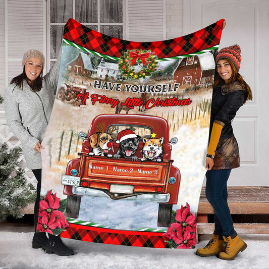 Fröhliche Weihnachten für Ihren Vierbeiner – personalisierte Weihnachtsdecke für Hunde