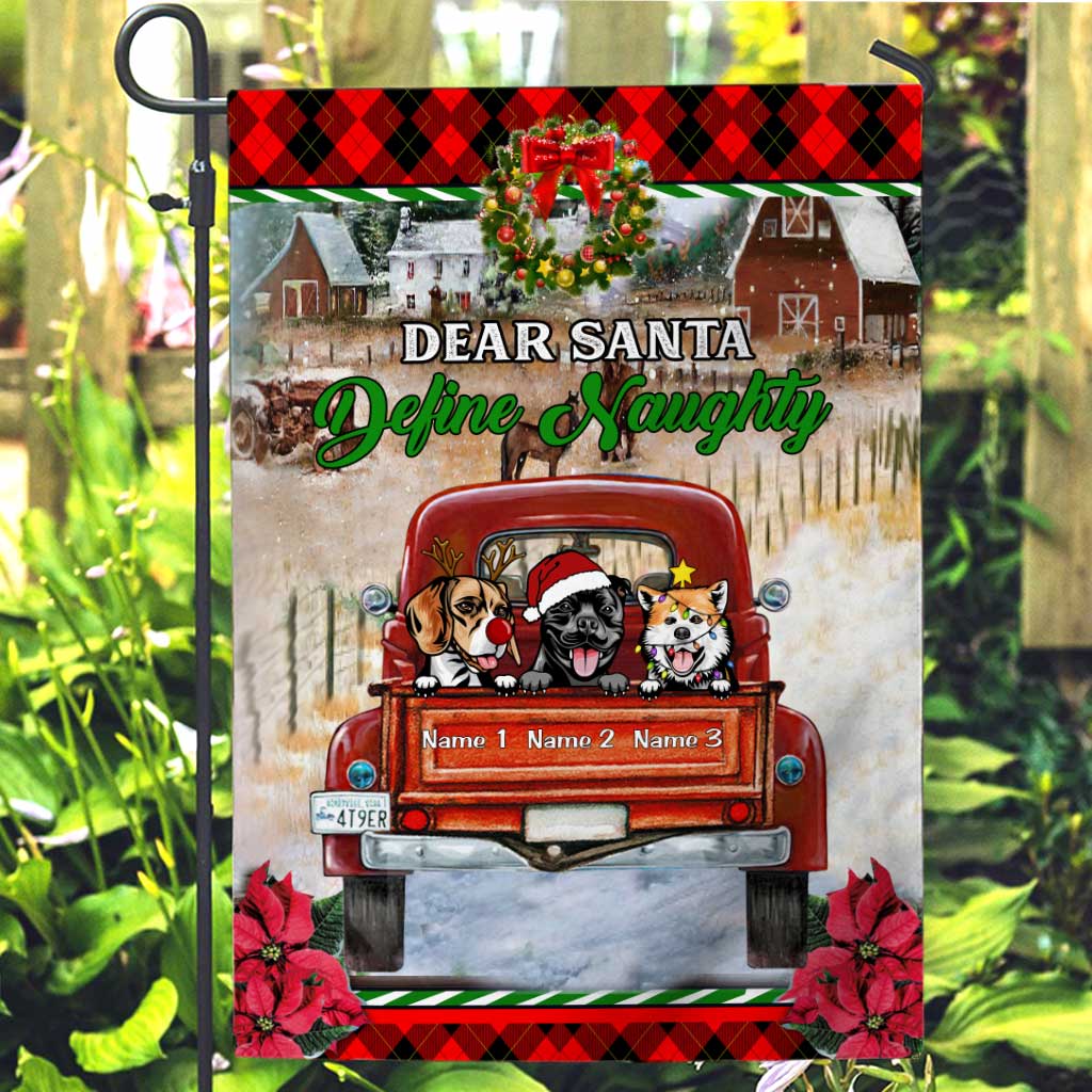 Frohe Weihnachten – Personalisierte Weihnachts-Gartenflagge mit Hundemotiv